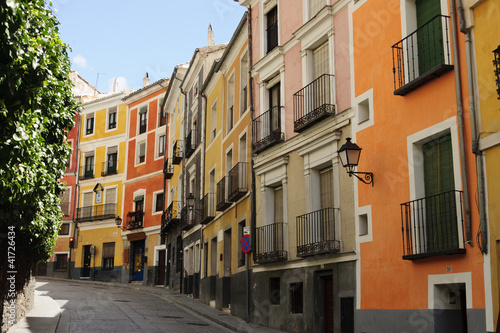 Colorful houses in the streets of Cuenca, Spain