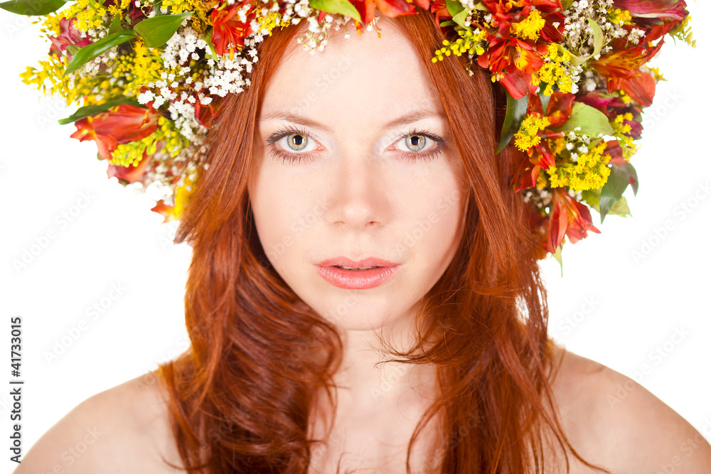 red haired woman closeup face portrait