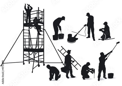 Handwerker und Gerüst