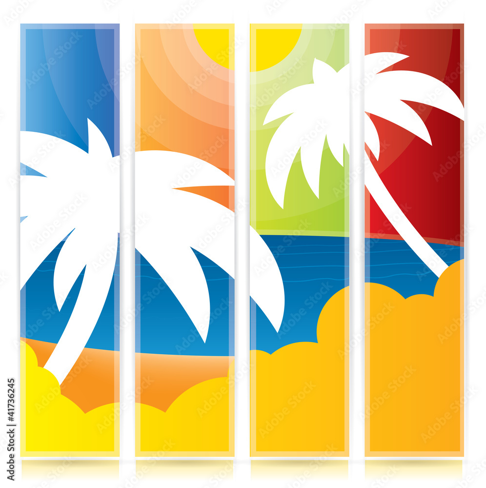 Trendy tropical vertical banner set
