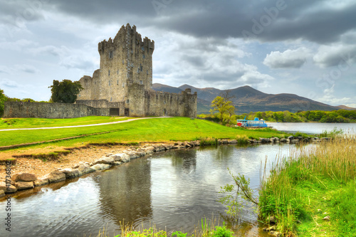 Ross Castle with reflection in Co. Kerry  Ireland