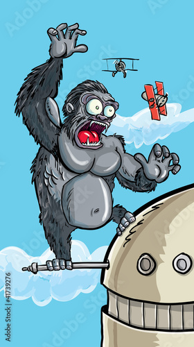 Cartoon King Kong on a building