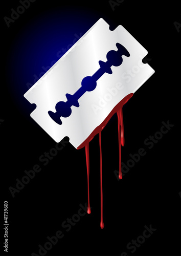 Razor Blade with Blood - vector illustration