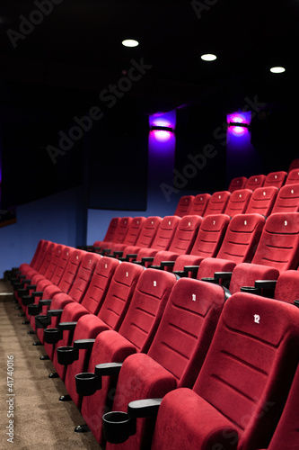 Red seats of cinema hall