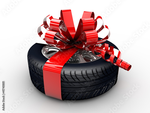 Tyre with ribbon photo