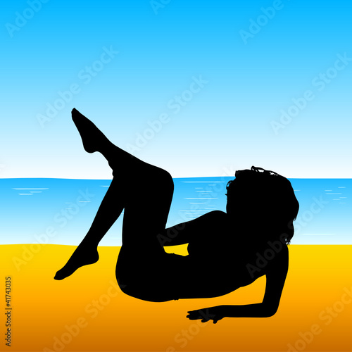 woman silhouette on beach