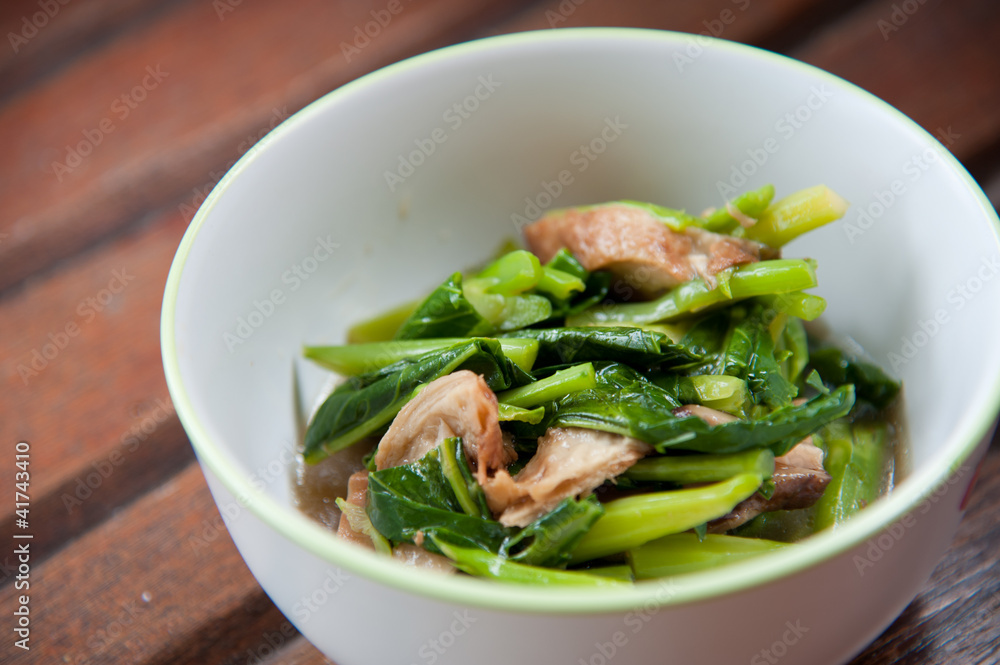 Stir-fried mix colorful vegetables in white round bowl Stir-fried mix colorful vegetables in white round bowl