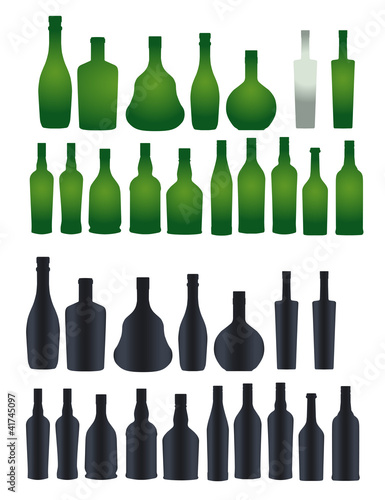 Vector collection of different silhouette bottles