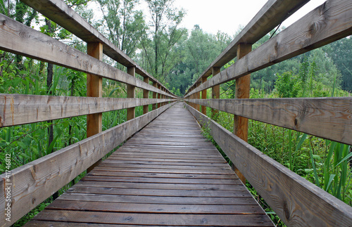 wooden boardwalk nature trail in a nature park