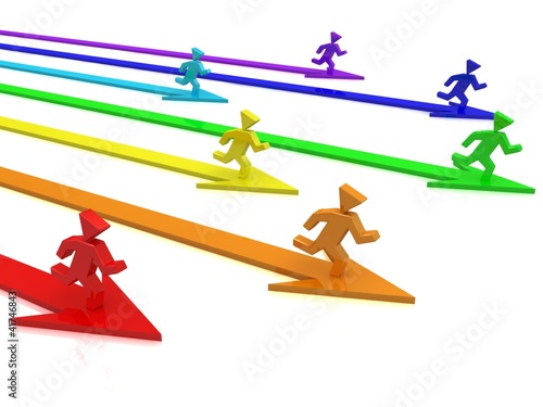 Rainbow puppets on arrows