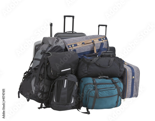 Big Pile of Luggage Isolated
