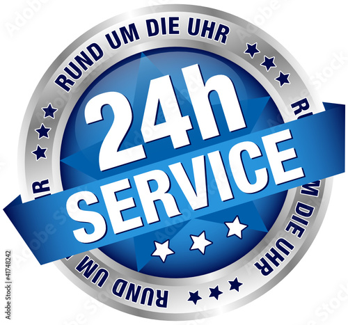 Button Banner "24h Service" blau/silber