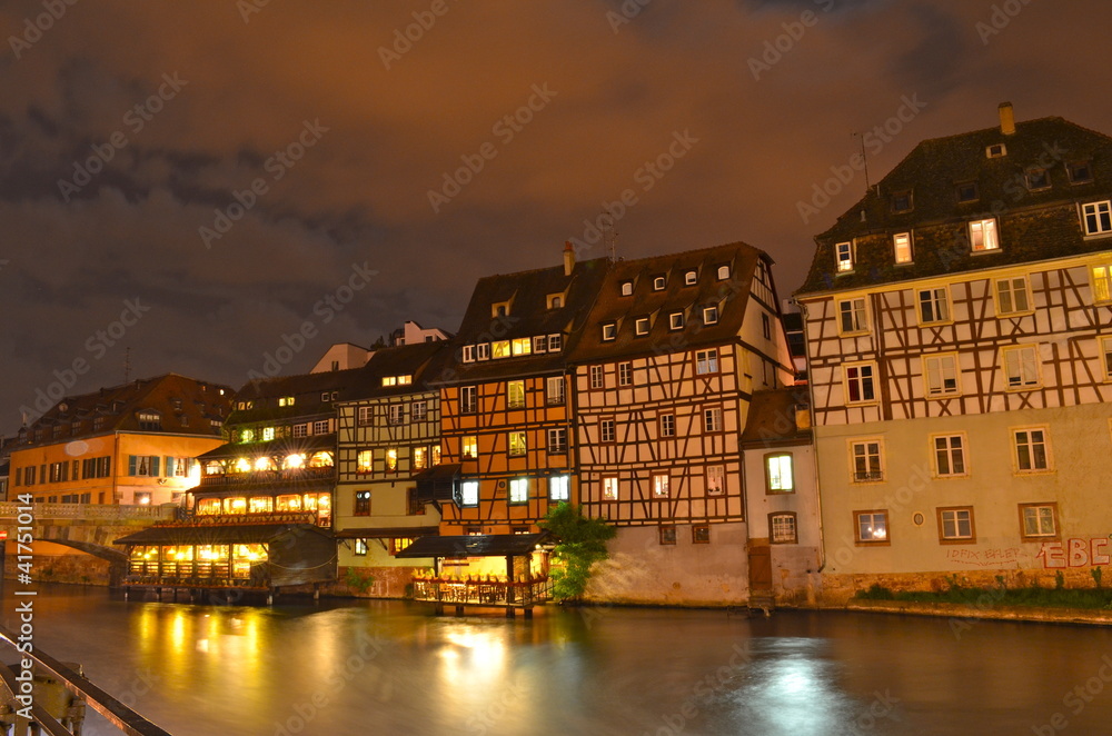Petite France at night, Strasbourg, France