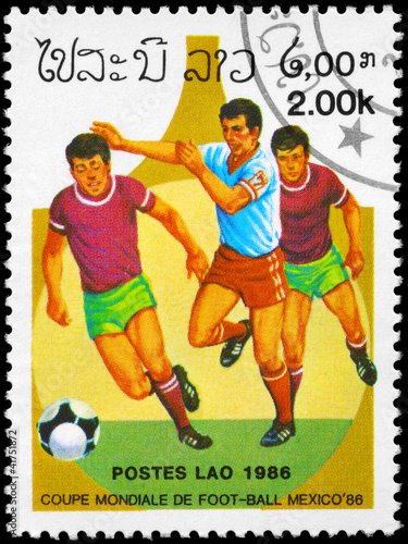 LAOS - CIRCA 1986 Soccer scene