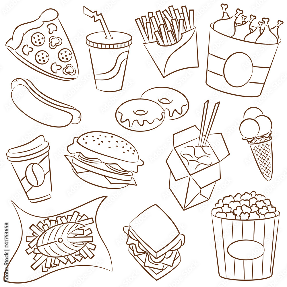 Fast food icon set