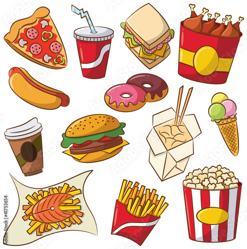 Fast food icon set