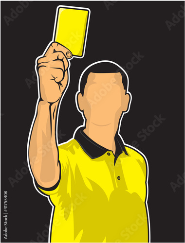 Soccer referee giving yellow card