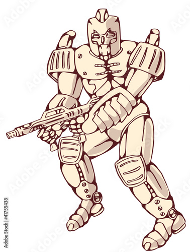 Mecha Robot Warrior With Ray Gun