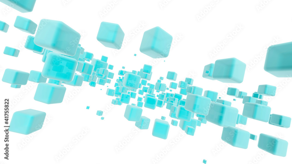 Clear Blue Cubes in Sapce Clear Blue Cubes in Sapce