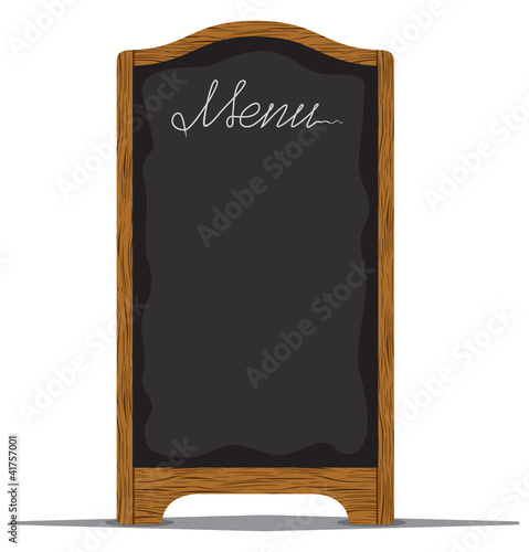 Menu board outside a restaurant or cafe