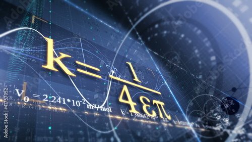 PHYSICS, SCIENCE. ABSTRACT BACKGROUND WITH DIFFERENT FORMULAS
