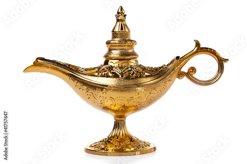 Magic Aladdin's Genie lamp isolated on white