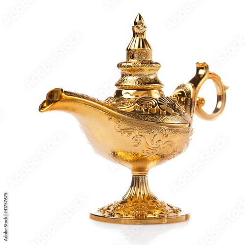 Magic Aladdin's Genie lamp isolated on white