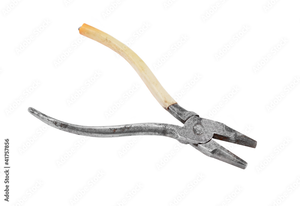 Old and rusty pliers, isolated on white background Old and rusty pliers, isolated on white background
