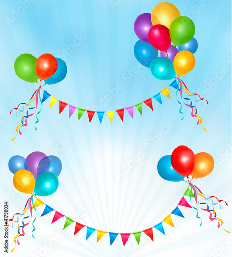 Birthday balloons frame composition