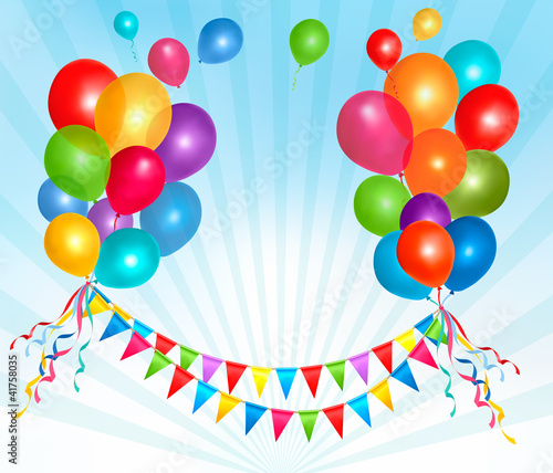 Birthday balloons frame composition