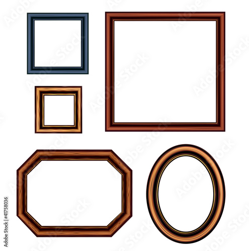 Set of vintage brown picture frames. Vector