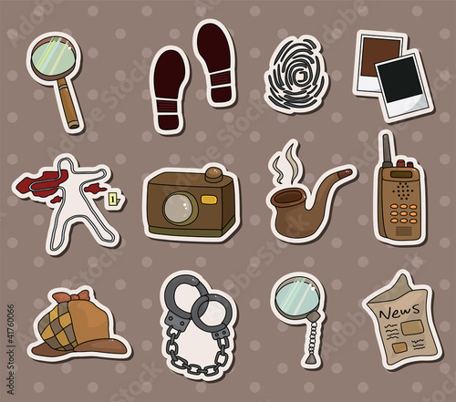 Cartoon detective equipment stickers