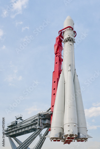 Vostok rocket vehicle monument in Moscow, Russia