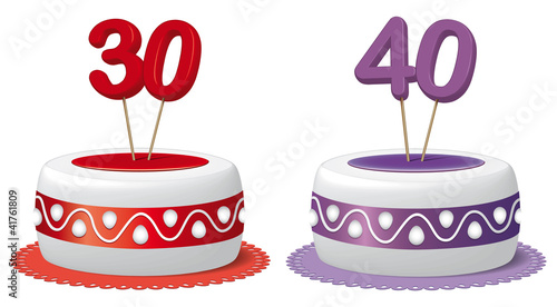 Fototapeta Torte trenta anni e quaranta anni