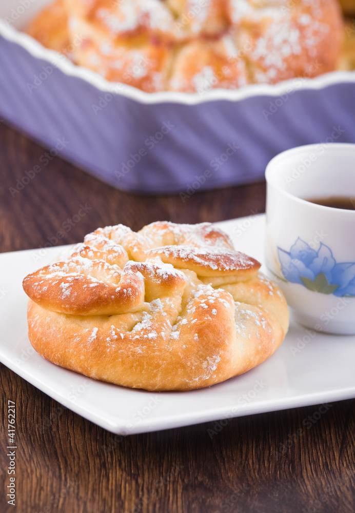 Breakfast with brioches.