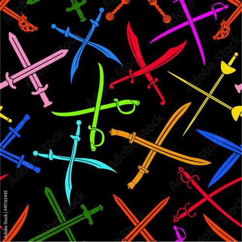 Crossed Swords Vector Seamless Pattern Colorful