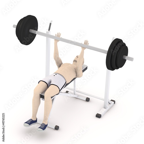 3d render of artifical male benchpressing