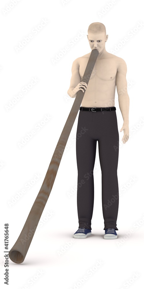 3d render of artificial character with digeridoo 3d render of artificial character with digeridoo
