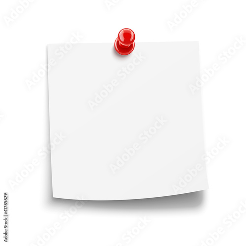 paper notice with pin vector illustration isolated on white