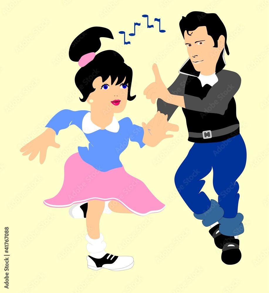Boy and Girl doing a dance to the 50's Rock n' Roll Boy and Girl doing a dance to the 50's Rock n' Roll