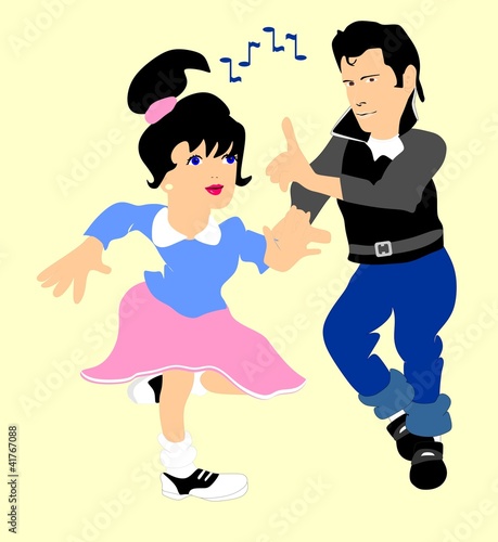 Boy and Girl doing a dance to the 50's Rock n' Roll