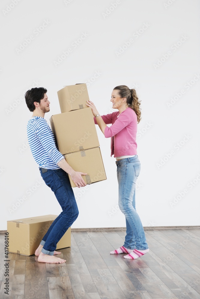 Young couple moving in new home Young couple moving in new home