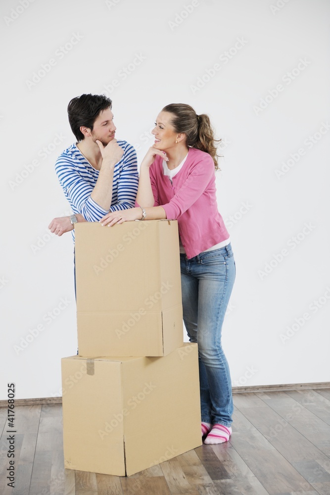 Young couple moving in new home Young couple moving in new home