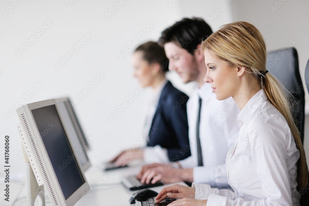 business people group working in customer and help desk office