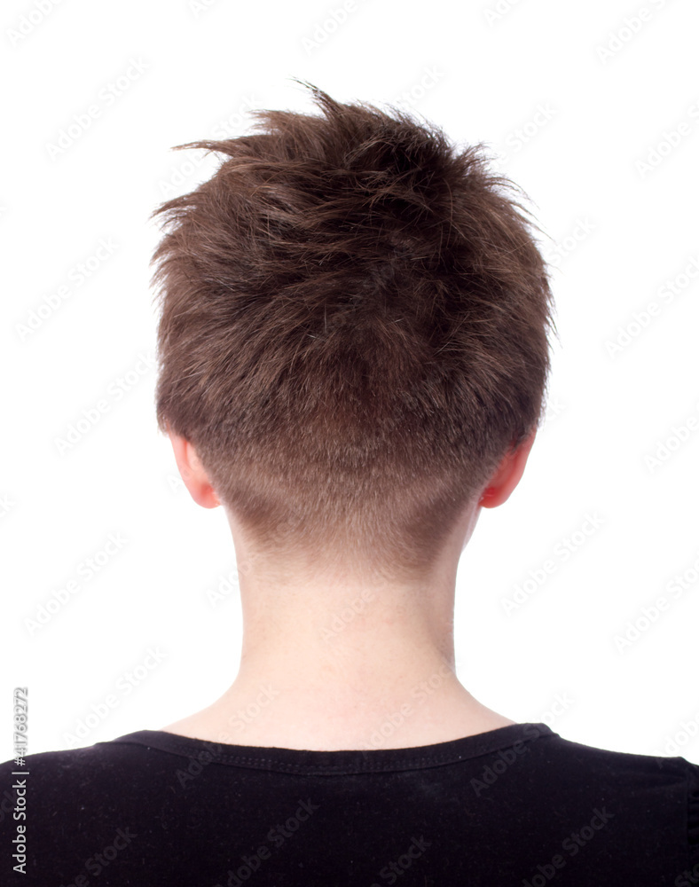 young female with beautiful short hairstyle back side Stock Photo | Adobe  Stock