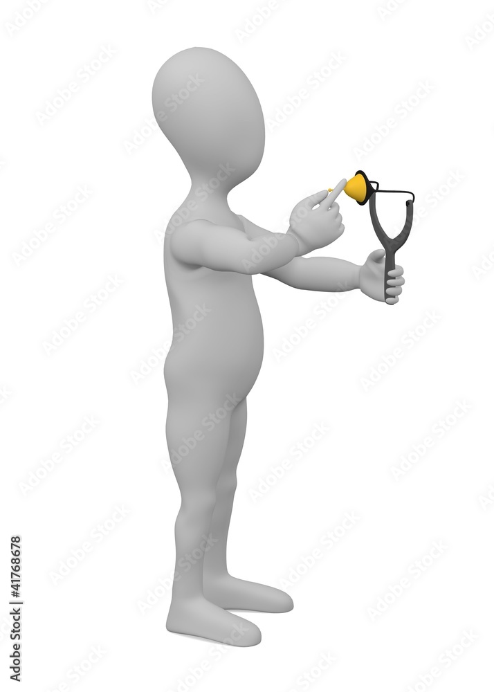 3d render of cartoon character with catapult 3d render of cartoon character with catapult