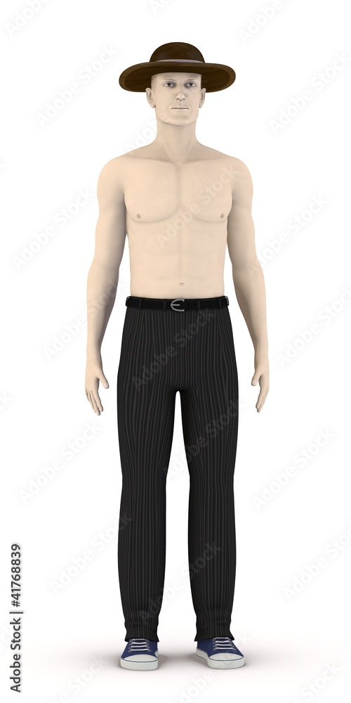 3d render of artificial character with hat 3d render of artificial character with hat