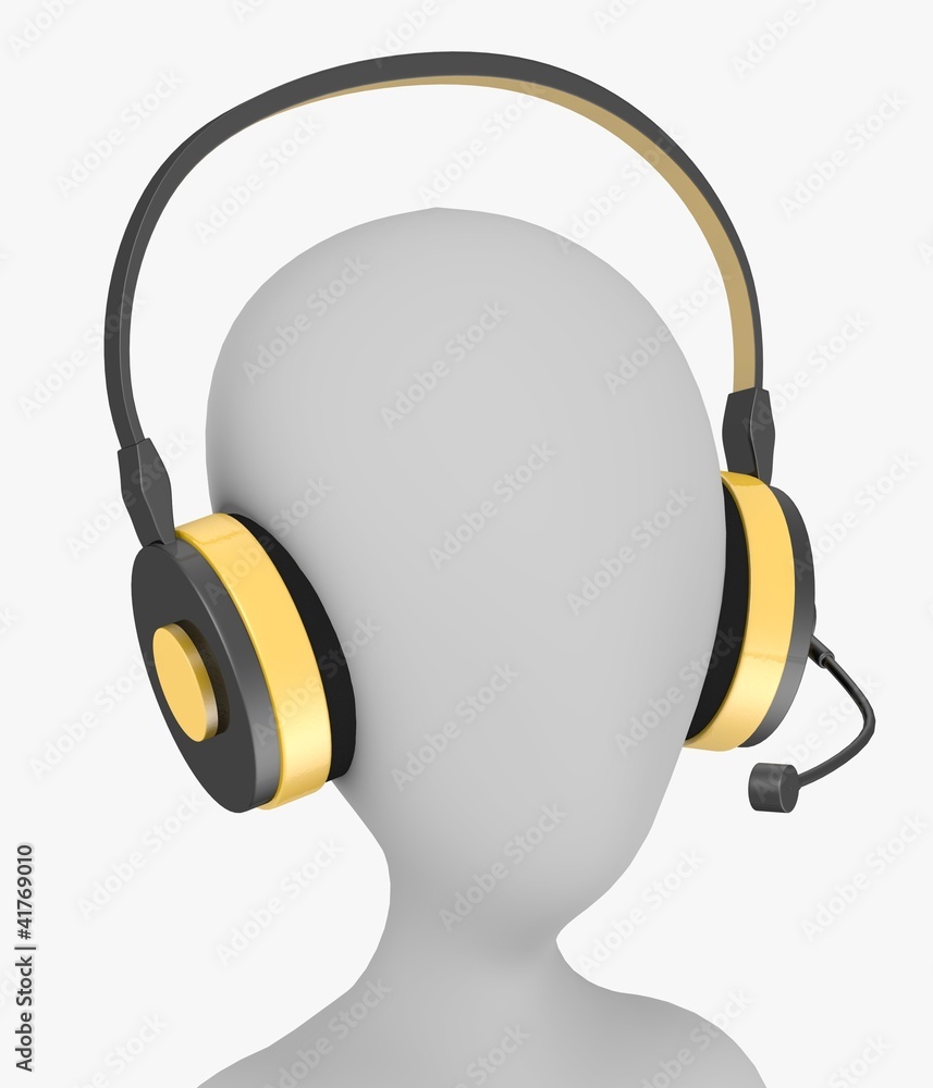 3d render of cartoon character with headphones 3d render of cartoon character with headphones