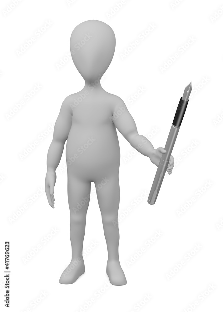 3d render of cartoon character with luxury pen 3d render of cartoon character with luxury pen