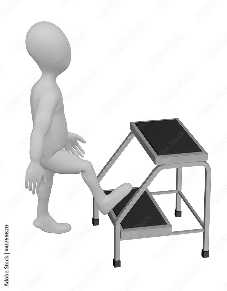 3d render of cartoon character with stairs 3d render of cartoon character with stairs